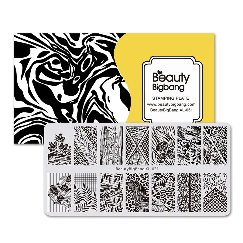 

BeautyBigBang Stencil For Nail Stamping Plates Leaf Theme Leopard Print Stamp Nail Accessories Polish Art Template Tool XL-051