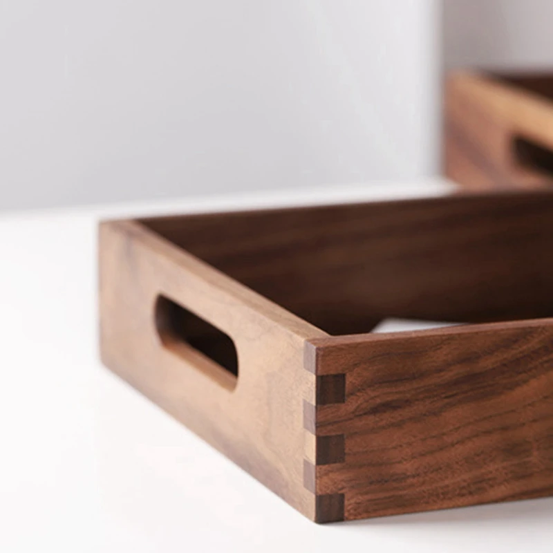 Black Walnut Handmade Wooden Food Tea Tray Restaurant Serving Tray Rectangle Wood Tray Plate Are Easy Use Plate Cake