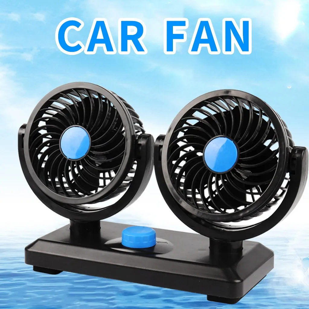 12V/24V Dual Head Car Fan Cooler Oscillating Dashboard Cooler