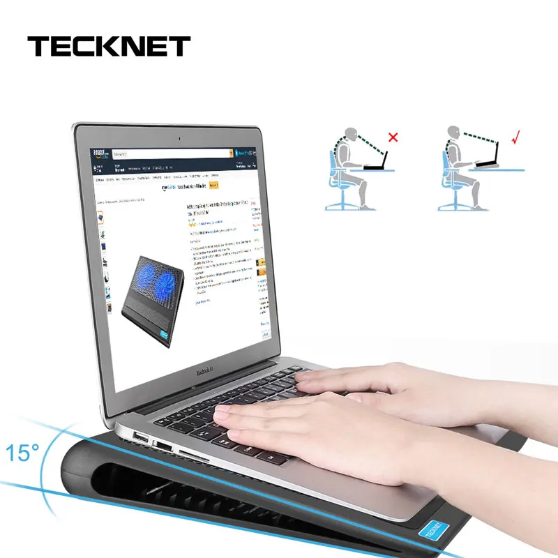 

TeckNet Cooling Pad With Stand Laptop Cooler 2 Fans USB Cooling Pad for Notebook Silent Laptop Cooler for Notebook laptop