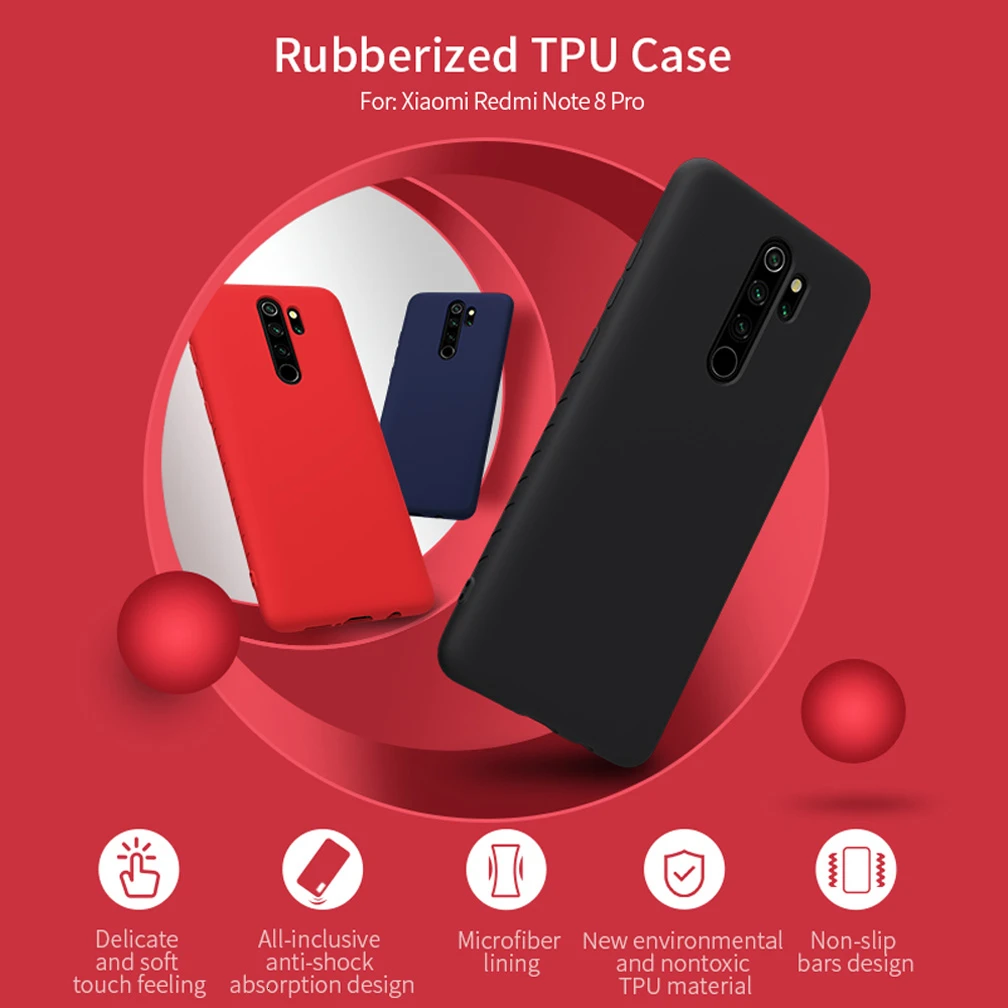 

NILLKIN Case For Xiaomi Redmi Note 8 pro Cover Rubber Wrapped TPU Protective Case Back Cover For Xiaomi Redmi Note 8 Case