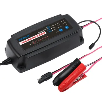 

FOXSUR 12V 2A 4A 8A Automatic Smart Battery Charger,7-Stage Smart Battery Charger, Car Battery Charger for GEL WET AGM Battery-E