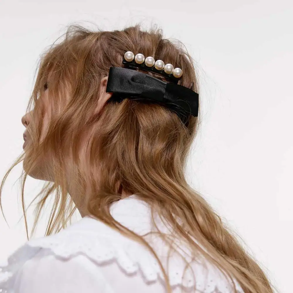 

Girlgo Elegant Bowknot Pearls Hair Clip Set Accessories Jewelry for Women Fashion ZA Luxury Crystal Colorful Barrettes Wholesale