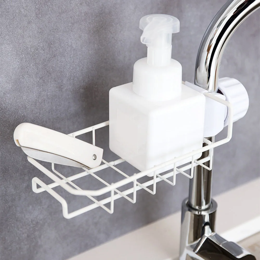 Stainless Steel Adjustable Sink Kitchen Organizer Stand Drainer Shower Rack Faucet Shelf Bathroom Storage Soap Holder