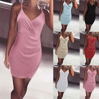 

Dress Ladies Women Fashion Off Shoulder Solid High Waist Sleeveless Strap Fork Opening Dress 2020 Vestidos New Free Shipping#40