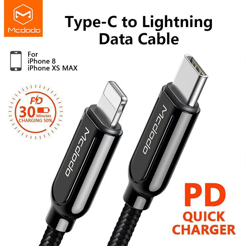 MCDODO usb кабель PD 36 Вт Быстрая зарядка Type C Lightning Кабель для передачи данных iphone 12 11pro