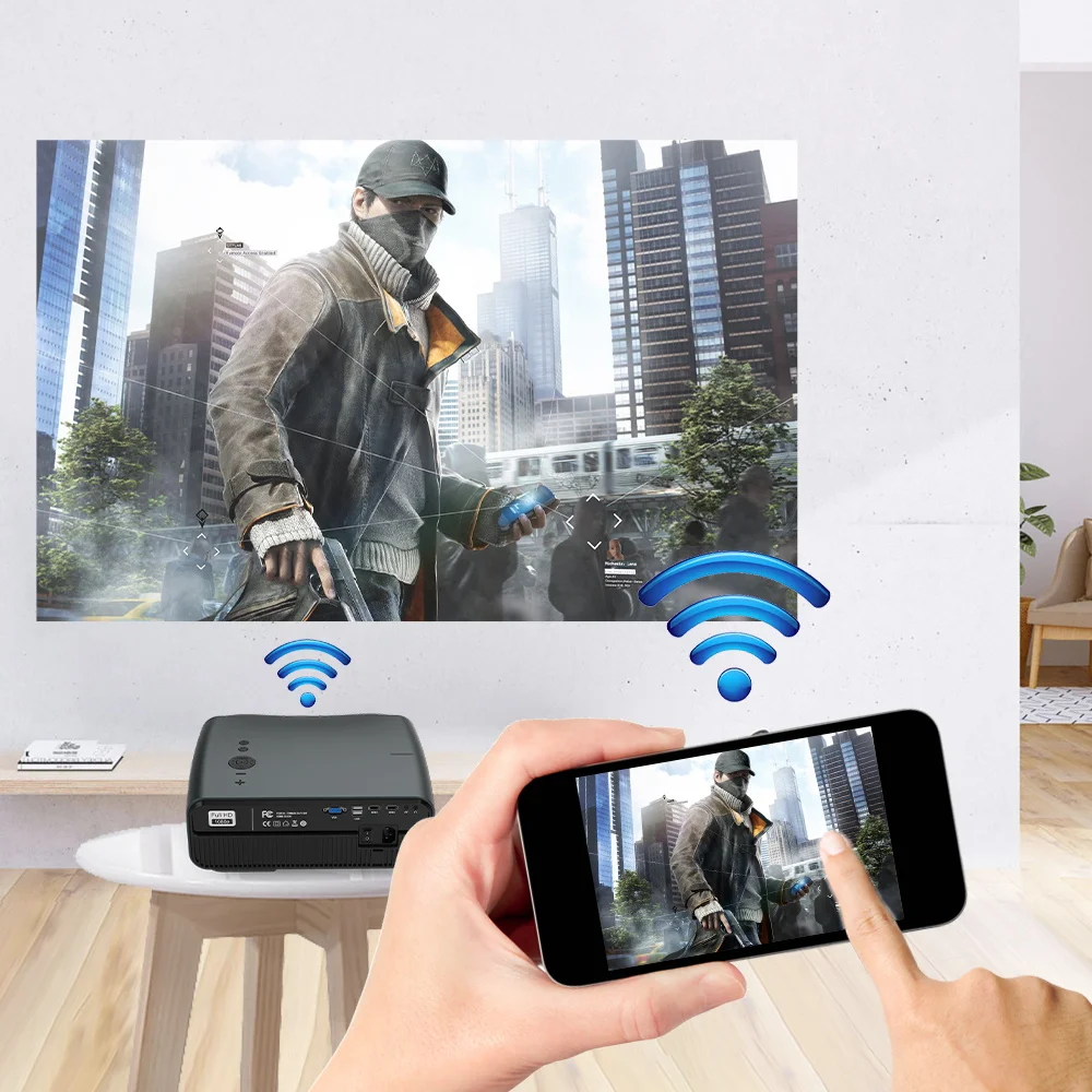 CAIWEI-proyector A12AB para cine en casa, dispositivo de proyección de vídeo Led 4K, Airplay inalámbrico, Full Hd, 1080P, Envío Gratis - Imagen 3