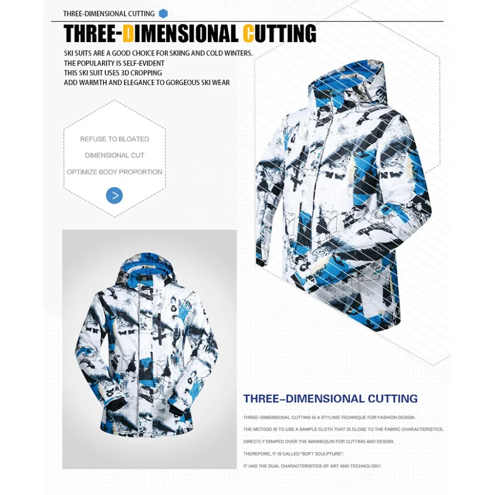 Men's Ski Tops Winter ski suit Hiking Jackets Men coat cold and windproof moisture-proof warm  #3d06 (15)