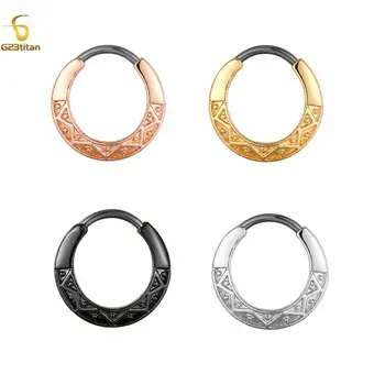 G23titan Vintage Pattern 16g titanium Clips In The Nose 4 Colors Choose Nose Clip Septum Daith Piercing Women Boby Jewelry