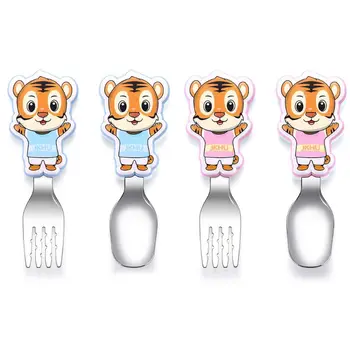 

Cartoon Baby Spoon Fork Set Stainless Steel Toddler Utensils Kit Cutlery Gifts QX2D