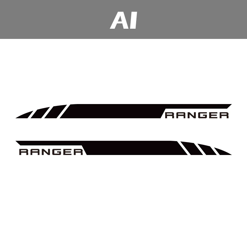 2 шт. Автомобиля Виниловые боковые полосы наклейки Авто графика наклейки для Ford Ranger - Название цвета: Черный