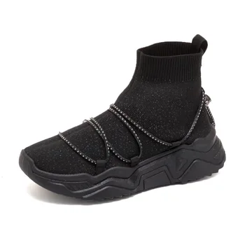 

Autumn and winter stretch socks shoes women's high-top black wild net red casual increase thick bottom sports casual shoes women