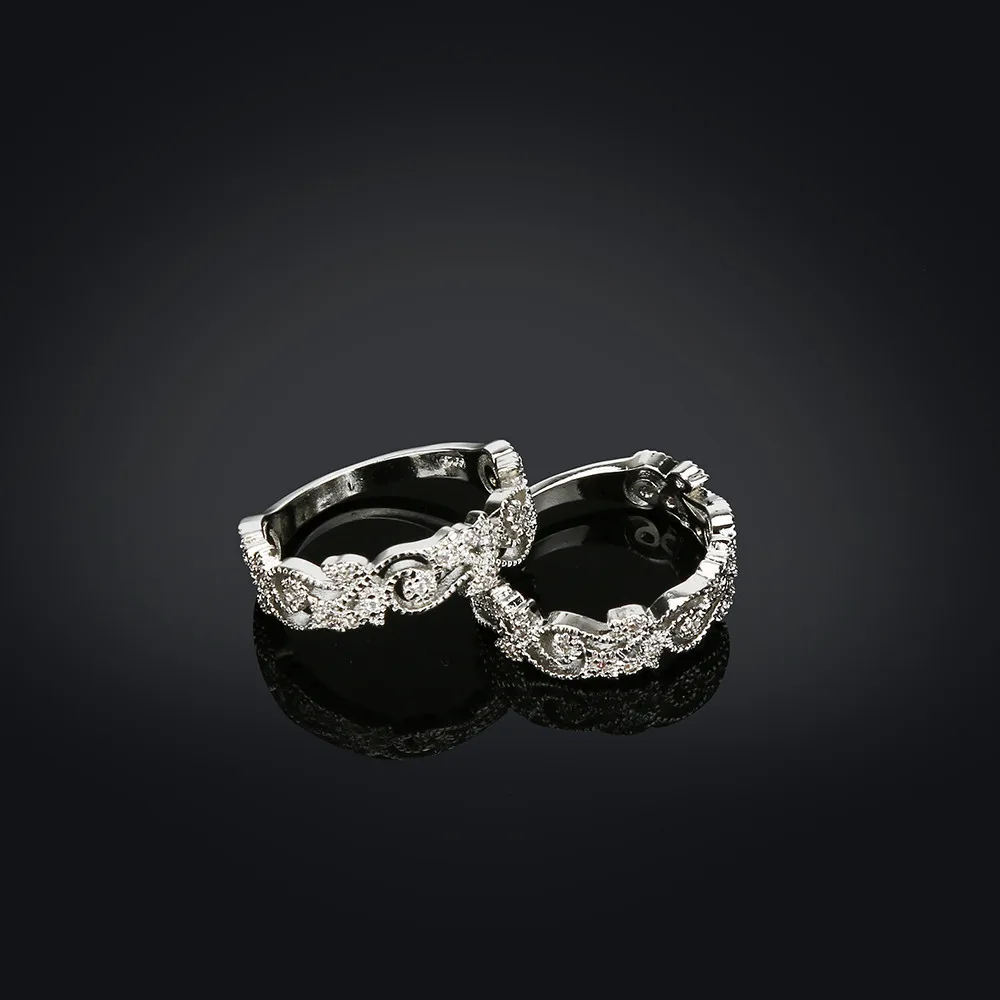 Women Fashion Jewelry Silver White Openwork Engagement Ring Elegant Rings For Women