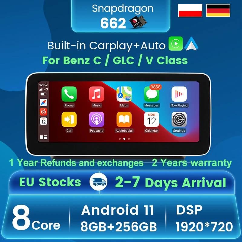 8G 256G Android 11 Carplay Auto Car dvd GPS Navigation Multimedia Radio For Mercedes Benz C Class W205 GLC X253 V CLASS W446 5.0 |