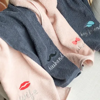 

2pcs 34*74cm Cotton Hand Face Towel Set Absorbent Wedding Event Honeymoon Couple Gift Bathroom Decor Bride Fiance Presents T32