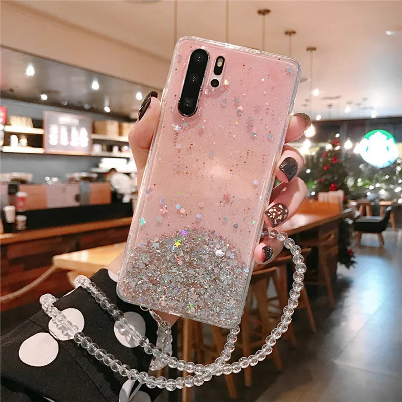 Pink IPWSOO чехол для телефона с блестящими звездами для huawei P30 P20 Pro Lite mate 30 Pro Lite Nova 5i Honor 20i Pro, мягкий чехол с блестящим порошковым ремешком - Цвет: Pink