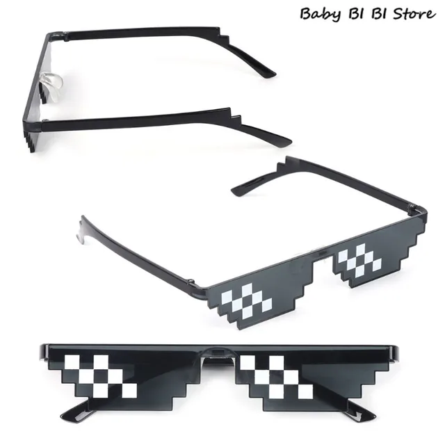 1Pc Thug Life Glasses Deal With It Glasses Pixel Women Men Black Sunglasses 1