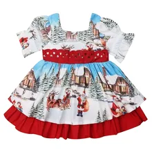 Рождественское платье; вечерние платья для маленьких девочек; милое рождественское платье принцессы с принтом Санта-Клауса; платье для девочки