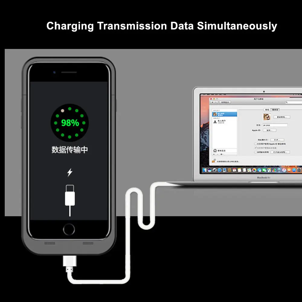 7000 мАч для Iphone 7 Plus, 8 Plus, Батарея чехол аудио Выход передачи данных смарт-Батарея Зарядное устройство крышка Мощность чехол банка