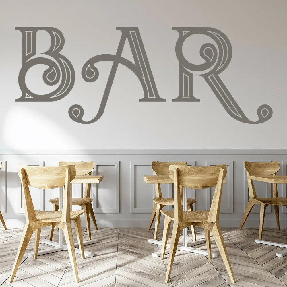 Bar Kitchen Wall Decal Words Art Lettering Interior Decor Door Window Vinyl Stickers Removable Creative Single Color Mural Q023