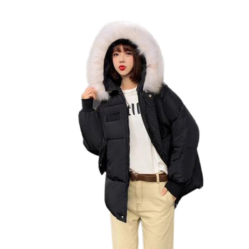 Зимнее женское пуховое пальто с большим меховым воротником, стеганая куртка, женские стеганые пальто, женские утепленные парки - Цвет: B