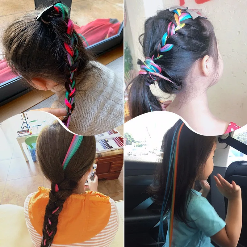 Девушки милый мультфильм красочный парики шпильки Принцесса Милая резинка для волос детские заколки представление укладки волос цветные парики BB клип