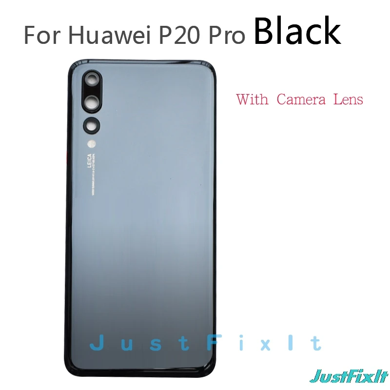 Для huawei P20 Pro Задняя стеклянная крышка батареи задняя дверь Корпус чехол панель для huawei P20 Pro Задняя стеклянная крышка с объективом камеры - Цвет: Black With Lens