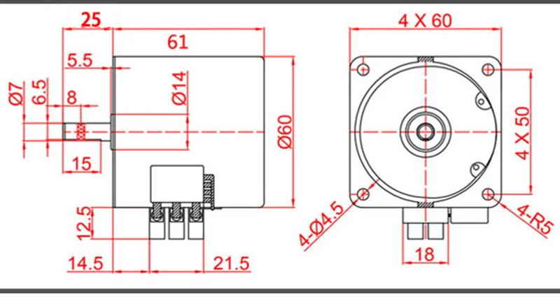 Engrenagem, 60KTYZ, AC, 2.5RPM, 5RPM, 10RPM, 15RPM,