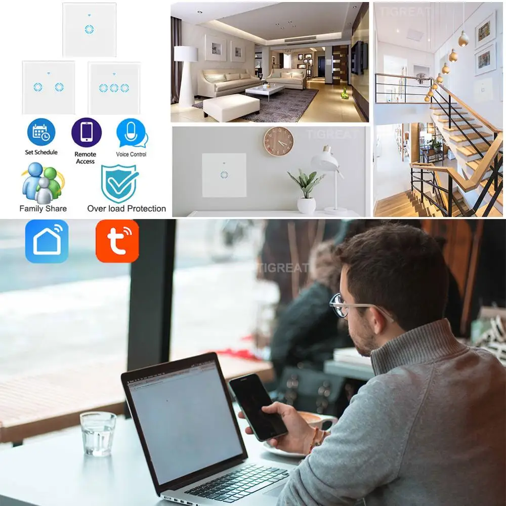 Умный светильник сенсорный выключатель стандарта ЕС США Великобритании Wi Fi