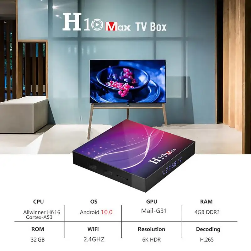 Android 10,0 tv Box высококачественный Четырехъядерный 4G+ 32G/64GB 2,4G WiFi медиаплеер Поддержка нескольких языков телеприставка