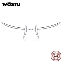 WOSTU подлинные 925 пробы серебряные Простые и уникальные геометрические серьги со стильным серебром для женщин модные ювелирные изделия CQE725