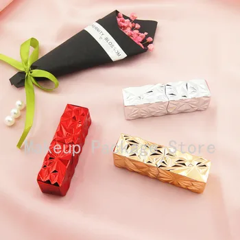 

10/30/50pcs Empty Irregular Red Gold Square Magnetic Buckle Lipstick Tube 12.1mm Lip Balm Container Lipstick Shell Packaging