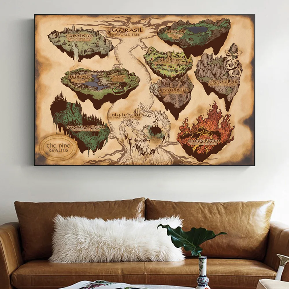 Norse Myth Nine Realms Map Thor Movie Posters And Prints Asgard And