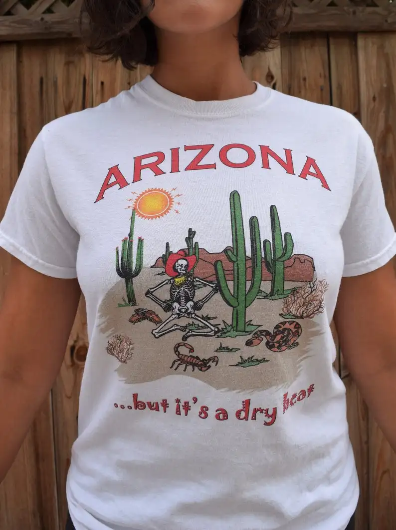 renæssance Sociale Studier Mockingbird 90s Vintage ARIZONA Desert cactus Souvenir Tee Shirt Women Plus Size Kawaii  White Cotton Top Funny Graphic Tumblr T shirt Female|T-Shirts| - AliExpress