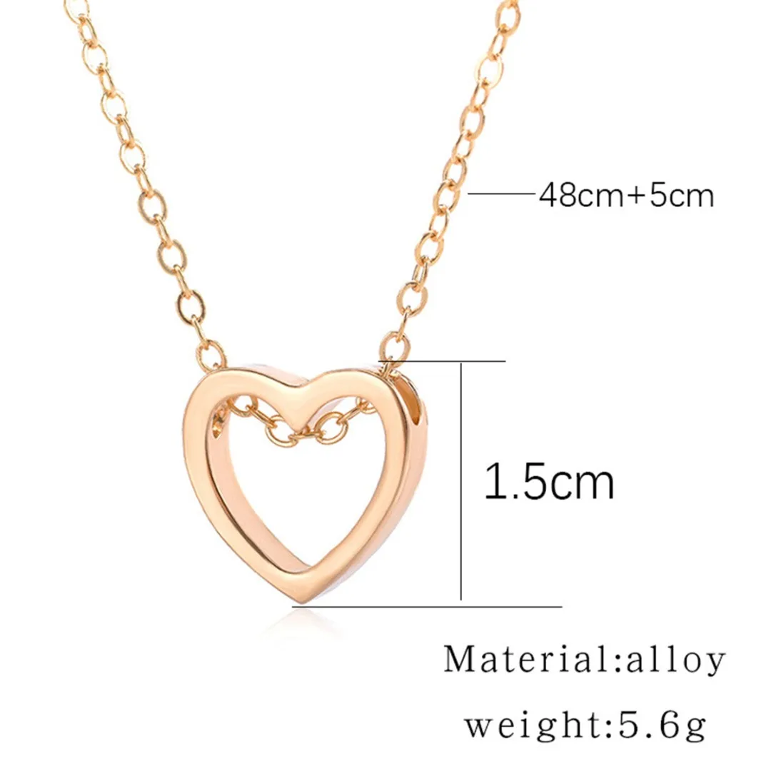 Love Heart Chain Necklace For Ladies Girls Chic Black/Gold/Silver Heart Necklace Charm Pendant Jewelry Lovers Valentine Gift