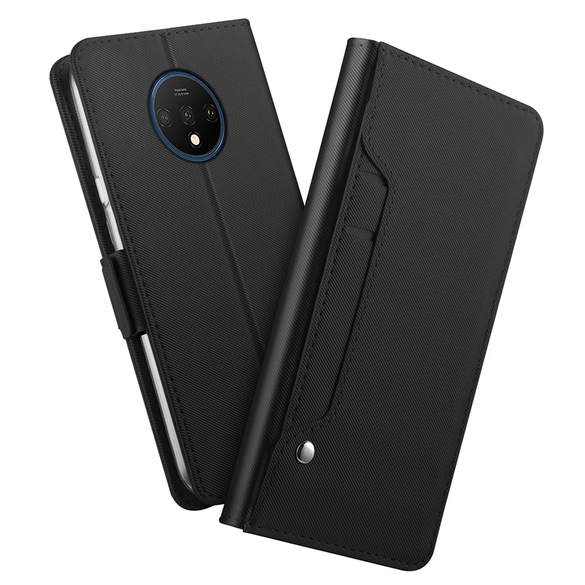 

for Oneplus 7 7T Case Leather Wallet Flip Kickstand Cover with Mirror Cover for One Plus 6T 5G 7 Pro 7T Case Card Slots Luxury