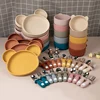 TYRY.HU 4Pcs Baby Silicone Dishes Dining Bowls Cartoon Panda Shaped Tableware Baby Feeding Plates Bowl Fork Spoon BPA For Baby 6