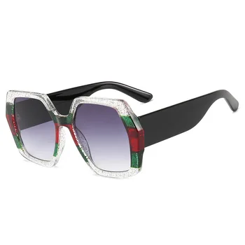 

Ancient Personalized Women's Stripe Three-color Frame Square Sun Glasses Female Fashion Versatile Cool Sunglasses UV400