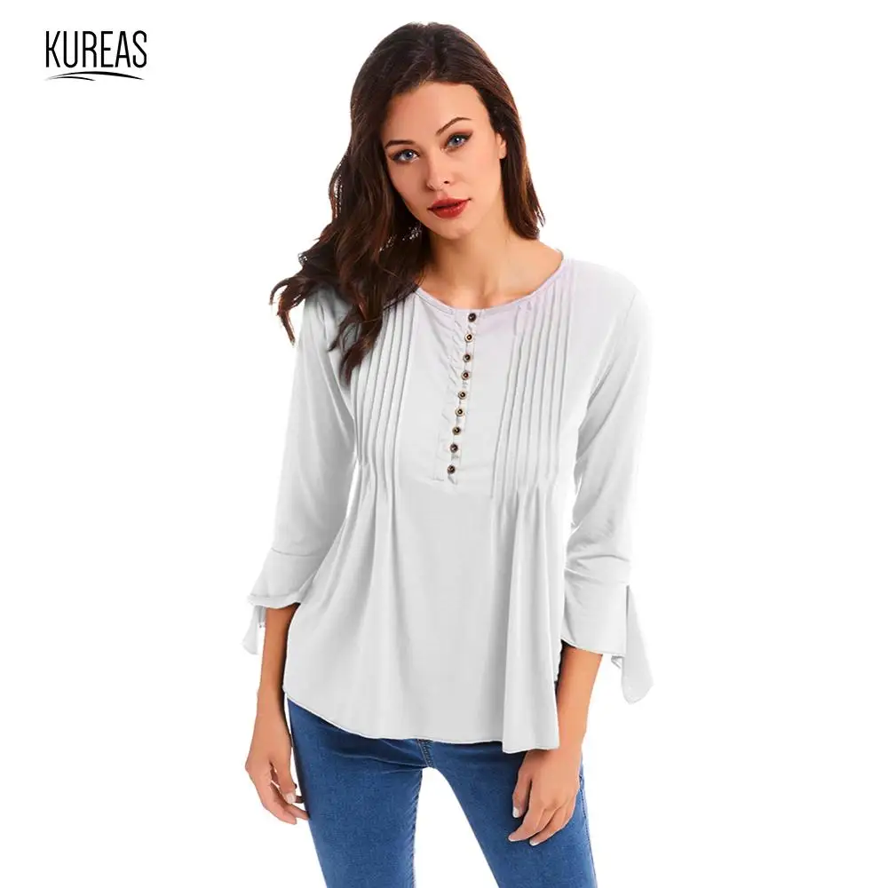 

Kureas Knitted T Shirt Women Elegant Half Sleeve V Neck Draped T-shirts Elastic Casual Solid Color Tops Autumn Winter