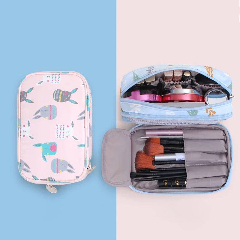 

Cute Cosmetic Bags Waterproof Makeup Organizer Zip Packs Lipstick Brush Toiletry Kit Pouch Portable Travel Storage Accessories