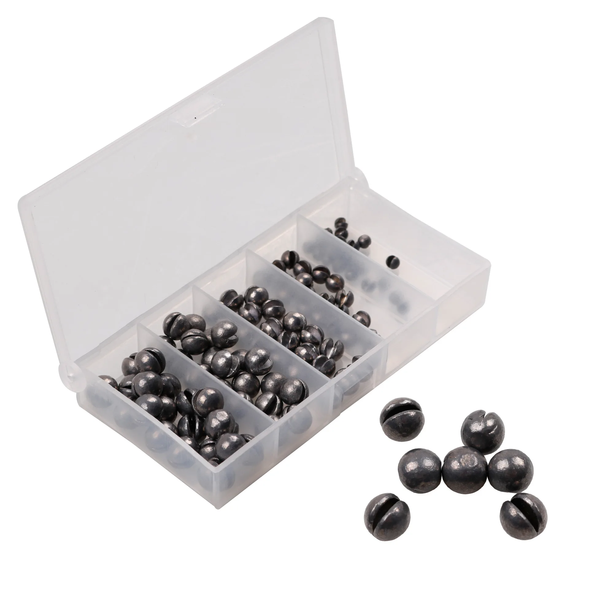 

2020 100pcs/box Split Shot Set Open Split Shot Bare round Open Lead Raft Fishing Sinker Fishing Gear Lead Pendant