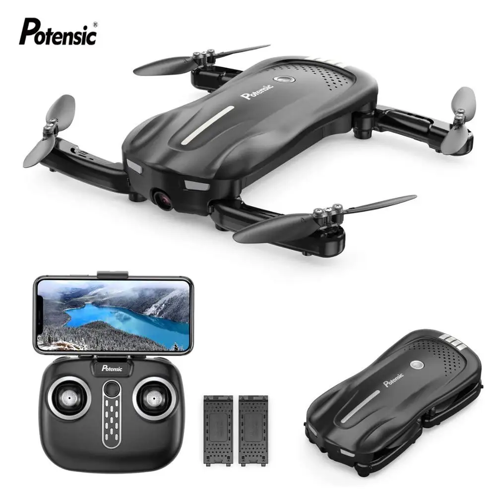 

Potensic RC Drone with Camera 1080P Live Video FPV WiFi Drone Foldable Portable Quadcopter with Double Batteries 16-20 Min