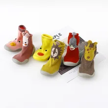 Новые стильные детские Нескользящие носки-тапочки на весну и лето носки для маленьких детей резиновая подошва для малышей