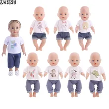 Кукла одежда милый Животные моделях T-рубашка+ штаны, для детей 18 дюймов американская кукла& 43 см для ухода за ребенком для мам Baby Doll Logan мальчик для нашего нового поколения для девочек