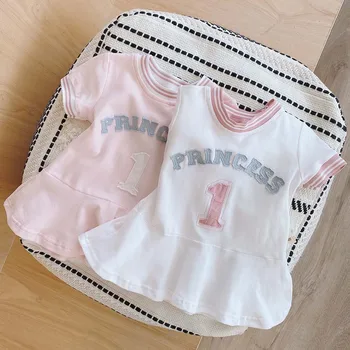 

Amya Baby Summer Girls Tshirt Dress Preppy Style Cotton Princess Baby Girl Clothing Back To School Children Dresses