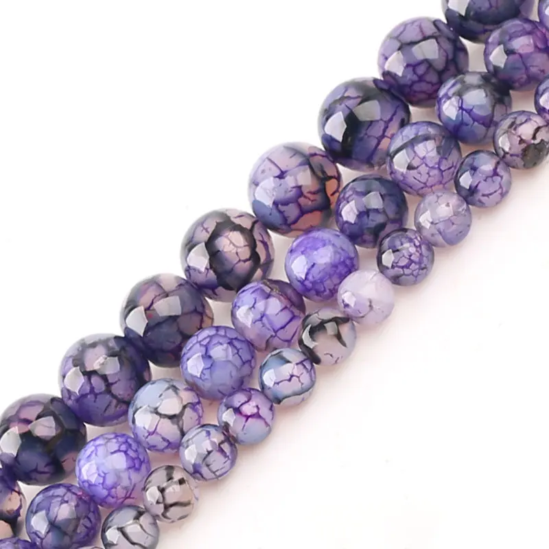 

Natural Stone Beads Smooth Dream Frost crystal Purple Dragon Veins Agates Beads For Jewelry Making DIY Bracelet 15'' 6/8/10mm