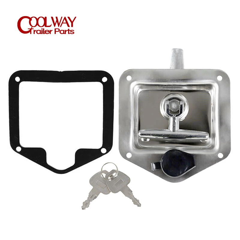 Stainless Steel Folding T Handle Door Lock Recessed Latch With Keys RV Trailer Truck Camper Tool Box