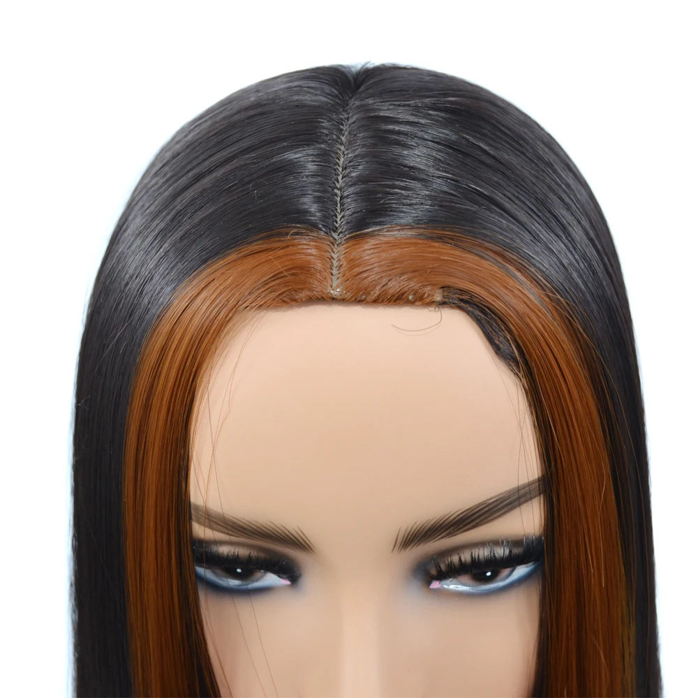 long straight wig with highlights color 12