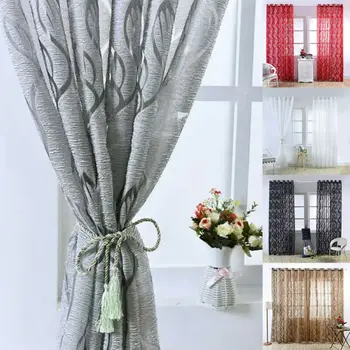 

Leaves Pattern Sheer Curtains Window Curtain Embroidered Sheer For Kitchen Living Room Print Voile Panel Drape Curtain Exotic
