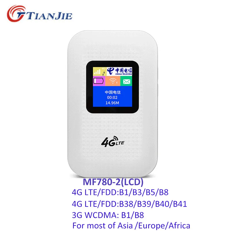 TIANJIE разблокированный 3G/4G Wi-Fi роутер с слотом для sim-карты CAT4 Карманный LTE 150 Мбит/с Мобильный Широкополосный беспроводной точка доступа Wifi роутер - Цвет: MF780-2(LCD)